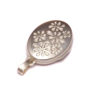 Silver locket for children with flower motif small 925 sterling silver locket rhodium-plated photo locket gift girls silver locket