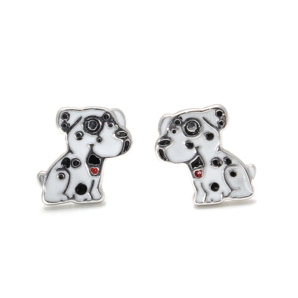 Ear stud dalmatian puppy 925 sterling silver, puppy ear, dog ear, dalmatian ear stud, dog silver ear stud, puppy silver ear plug