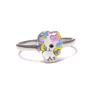 Rainbow unicorn children ring in 925 sterling silver