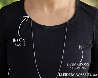 Silver chain 925 silver 80 cm necklace silver ladies fine layering chain in real gold or rhodium narrow chain anchor chain silver jewelry