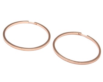 Rose gold hoop earrings large 43 mm hinged hoop earrings in 925 sterling silver genuine gold-plated simple & elegant large hoop earrings