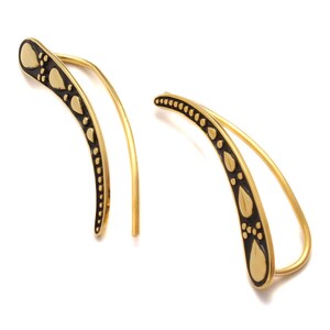 925 Sterling Silber Earcrawler vergoldet – eleganter Ear Climber mit Boho Ornamenten.