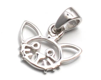 Süß Katzen Anhänger 925 Sterling Silber, 925 Silber Anhänger, Kinderschmuck Anhänger Katze, Katzenanhänger, Schmuck Katzenliebhaber Silber