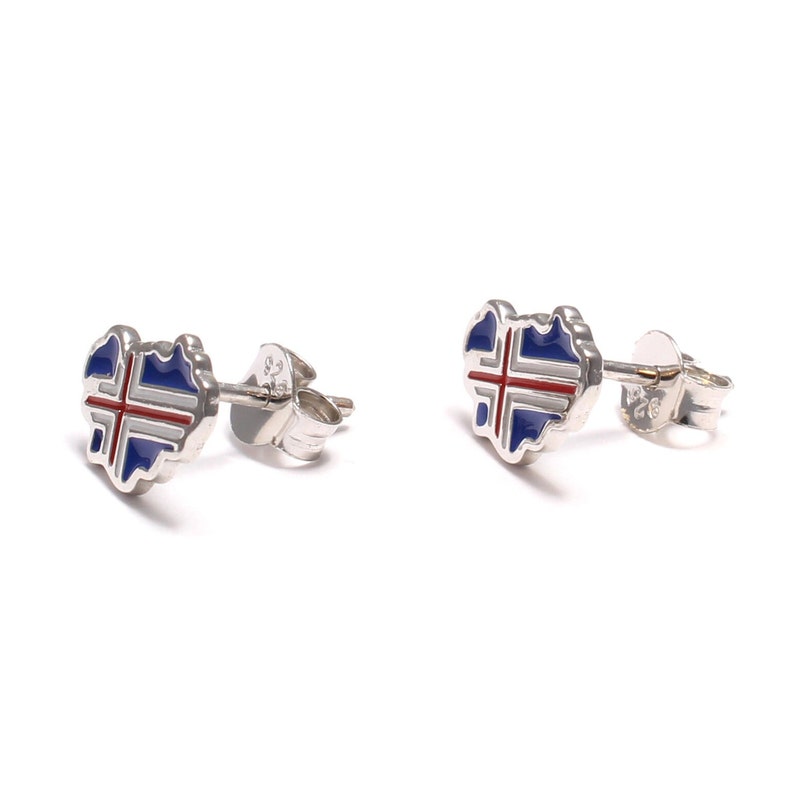 Iceland island stud earrings, 925 sterling silver, flag earrings small, nickel-free earrings, map jewelry, gift for him and her image 3