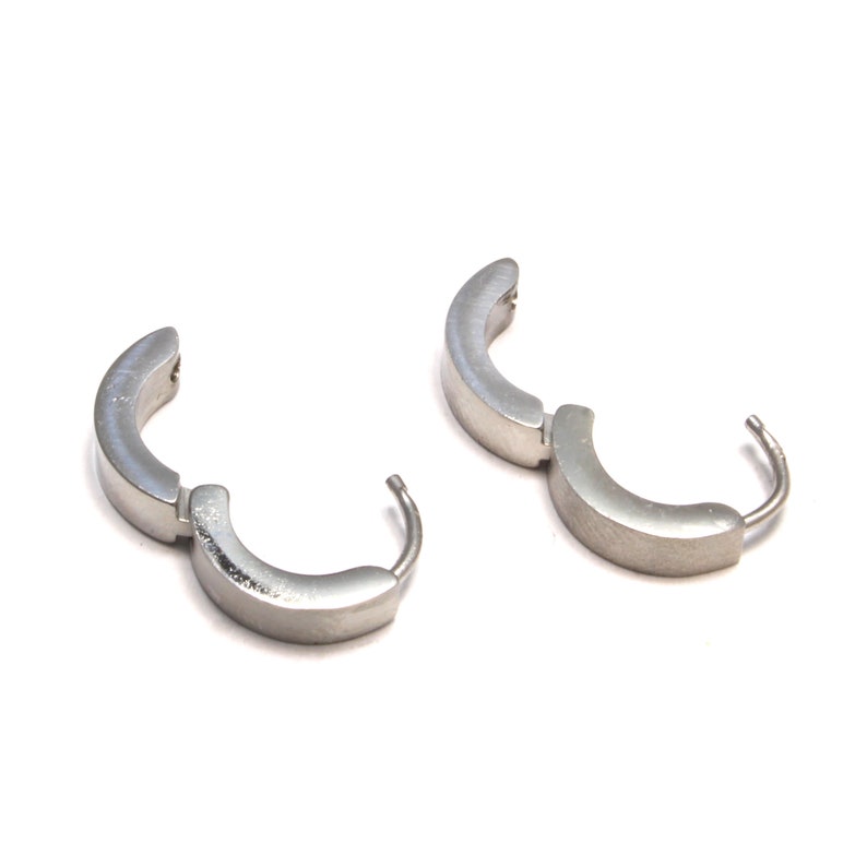steel hoop earring hinge hoop earring no clasp hoop Small silver folding creoles made of stainless steel stainless steel earring man earring