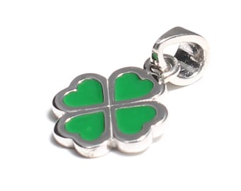 Vierblättriges Kleeblatt Anhänger aus 925 Sterling Silber, pendentif enfant, st patricks day clover leaf, cloverleaf pendant 925 silver