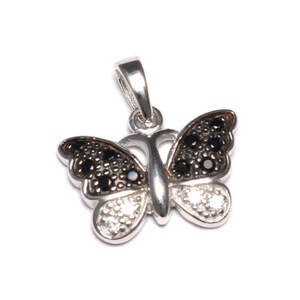 Mini Schmetterling Ketten Anhänger 925 Sterling Silber Frauen Schmuck echt Silber schwarz weiß Accessoire Zirkonia Kettenanhänger zart klein Bild 10