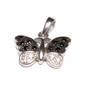 Mini Schmetterling Ketten Anhänger 925 Sterling Silber Frauen Schmuck echt Silber schwarz weiß Accessoire Zirkonia Kettenanhänger zart klein Bild 7