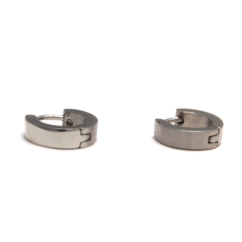 steel hoop earring hinge hoop earring no clasp hoop Small silver folding creoles made of stainless steel stainless steel earring man earring