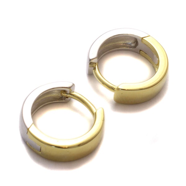 925 Sterling silver hoop earrings, genuine gold-plated earrings, ladies' earrings in genuine silver, fancy earrings for men, clip clasp hoop