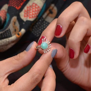 Chrysoprase Ring 925 Sterling Silver Green Gemstone Ring Boho Statement Ring Natural Stone Jewelry Unique Ladies Ring Gift Idea