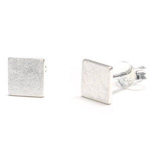 Square stud earrings in 925 sterling silver, men&#39;s earrings, sterling earrings, 925 sterling silver square, 925 silver square stud earrings