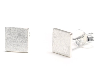 Square stud earrings in 925 sterling silver, men's earrings, sterling earrings, 925 sterling silver square, 925 silver square stud earrings