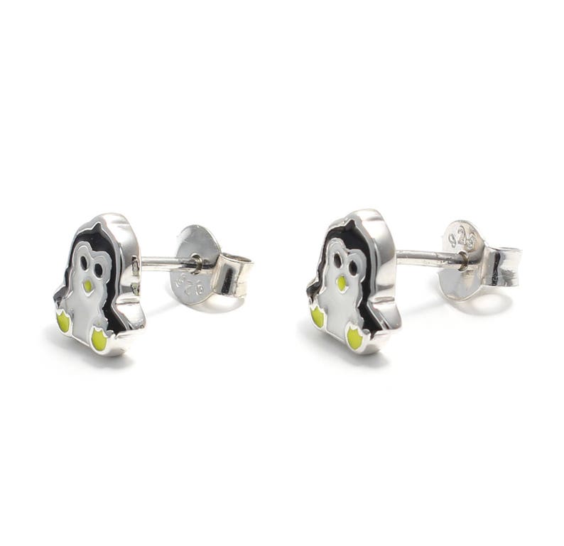 Penguin Stud Earrings Cute 925 Sterling Silver Zoo Earrings Etsy