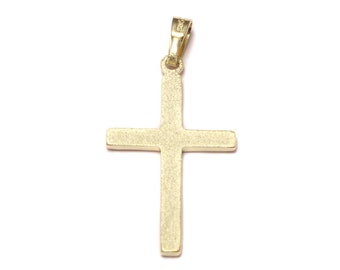 Gold Kreuz Anhänger aus 585 Gelbgold mit Diamantmuster