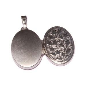 Medaglione in argento sterling 925 con motivo a viticci di fiori, medaglione chiudibile a chiave, catena di medaglione fotografico, ciondolo di memoria fotografica, regalo di condoglianze immagine 2