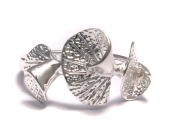 Boho Ginkgo Blatt Ring, 925 Sterling Silber, Pflanze botanisch Silberring, Biloba Silberschmuck zart, Natur Accessoire Schmuck, Geschenk süß