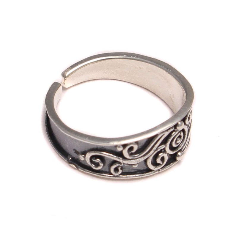 Patterned round open-toe ring in real 925 sterling silver image 5