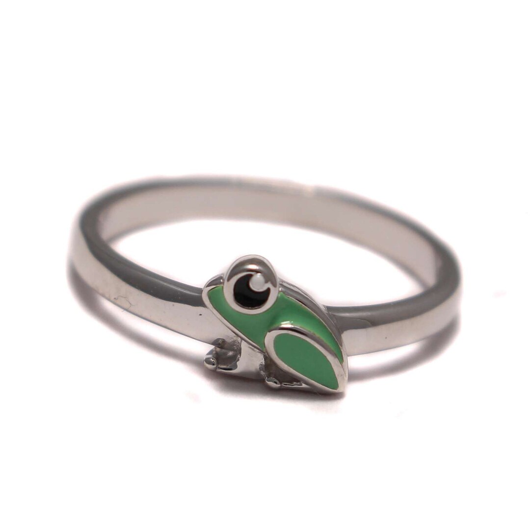 Frog Children's Ring Cute Green, Children's Ring 925 Sterling Silver ...