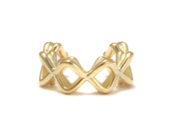 Infinity Sign Ear Cuff in Genuine 585 Yellow Gold