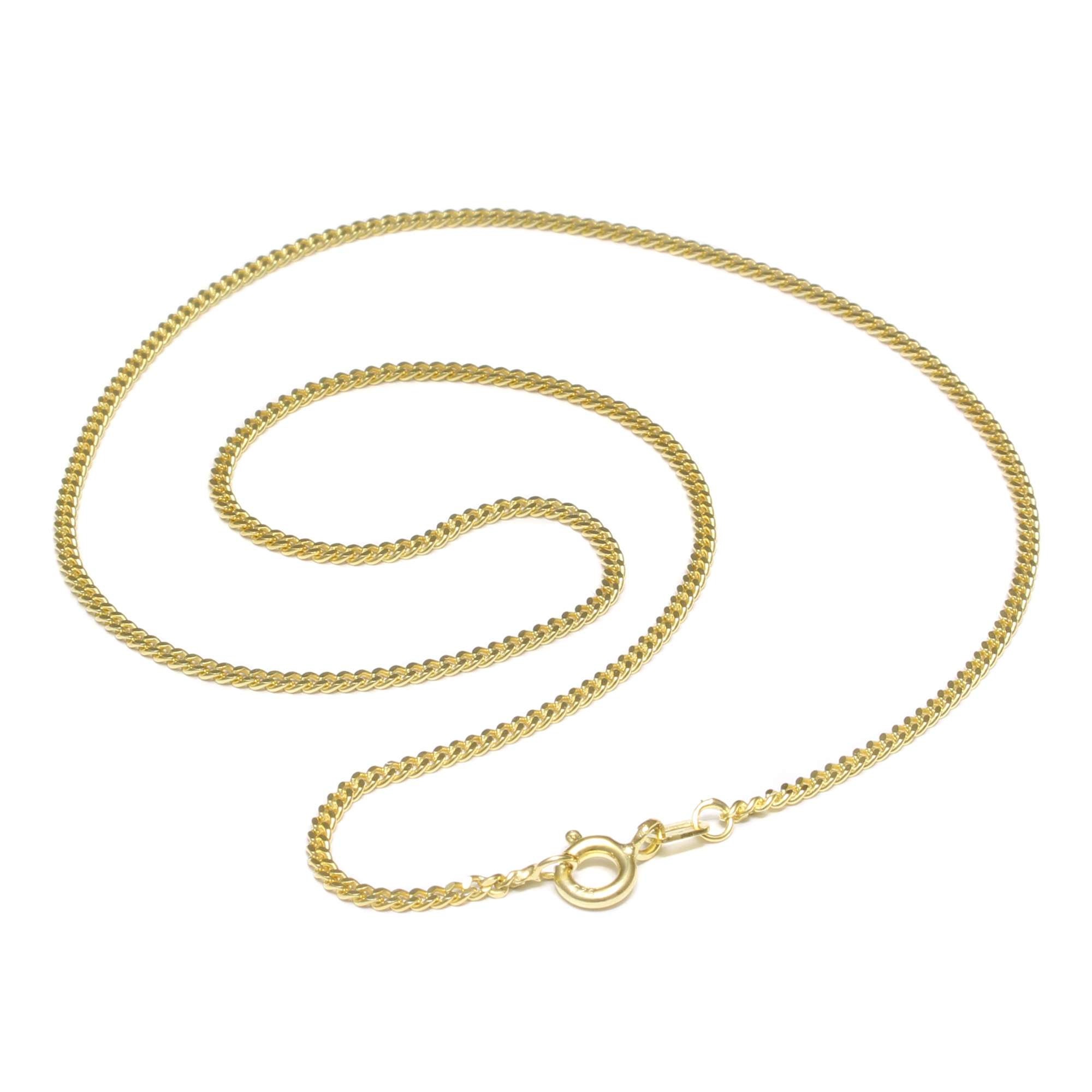 38 cm curb chain 2 mm, 925 Sterling silver, flat curb chain necklace, link chain silver chain fine, chain for pendant delicate