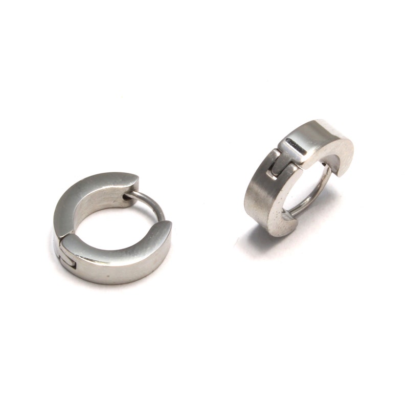 steel hoop earring hinge hoop earring no clasp hoop Small silver folding creoles made of stainless steel stainless steel earring man earring