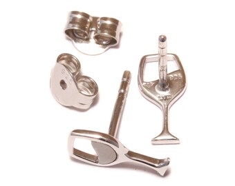 URONE Wein-Ohrringe Aus 925er Sterlingsilber – Weinglas-Design Mit Zirkonia, 0,69 X 1,5 Cm | Geschenk Für Frauen, In Geschenkbox