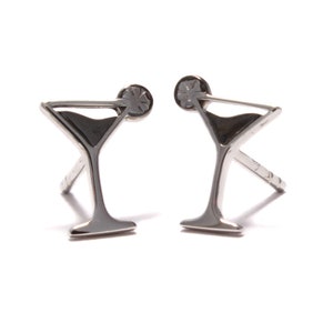 Boucles d'oreilles en verre Martini en argent sterling 925, boucles d'oreilles en verre à cocktail, argent véritable recyclé pour femmes, bijoux Alhokol, copains à boire, amitié image 9