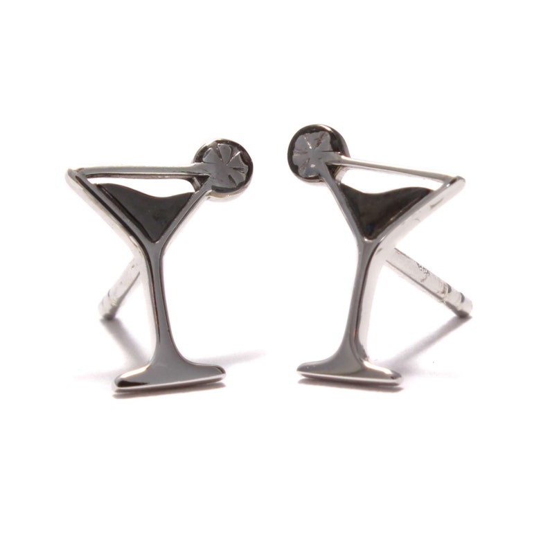 Boucles d'oreilles en verre Martini en argent sterling 925, boucles d'oreilles en verre à cocktail, argent véritable recyclé pour femmes, bijoux Alhokol, copains à boire, amitié image 9