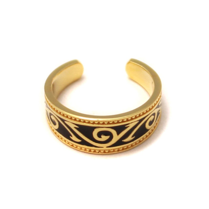 Gold plated Egyptian ornament toe ring in 925 sterling silver image 2