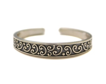 Dubbele gekrulde teenring, teenring voor grote teen, 925 sterling zilver, voetring open verstelbaar, boho hippie sieraden, zomeraccessoire