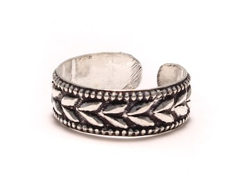 925 bague d'orteil motif fougère argentée, bague d'orteil 925 argent sterling, bague d'orteil ouverte réglable, bague d'orteil boho, bijoux d'été, bijoux hippie