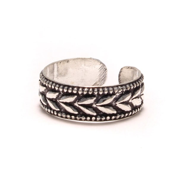 925 Zehenring Silber Farnmuster, Zehen Ring 925 Sterling Silber, Zehenring offen anpassbar, boho Zehen Ring, Schmuck Sommer, Hippie Schmuck