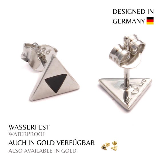 Geek Gaming Ohrstecker, 925 Sterling Silber, Zelda Triforce inspiriert, Nerd Dreieck Ohrringe
