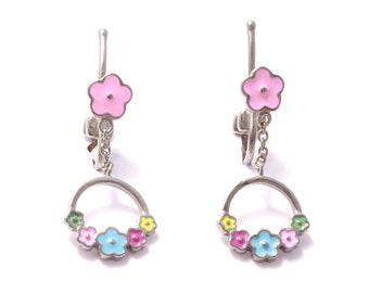 Flower wreath ear clips in 925 sterling silver