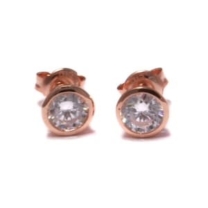 Orecchini a bottone in zircone placcati oro, argento Sterling 925, orecchini a cerchio in oro rosa, orecchini da donna eleganti, veri gioielli senza nichel, mini orecchini a bottone