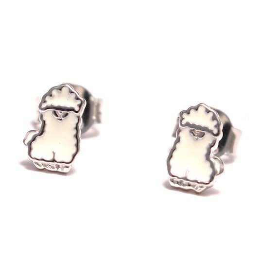 Llama Stud Earrings Enamel and Sterling Silver Childrens Llama Stud Earrings Enamel and Sterling Silver Childrens