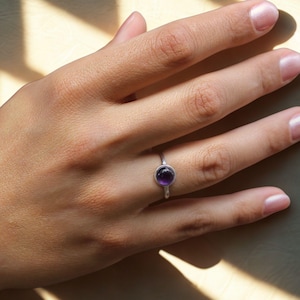 Amethyst Ring Ladies 925 Silver Genuine Gemstone Ring Silver Purple Boho Ring Fine Ladies Ring with Natural Amethyst Festival Jewelry Summer
