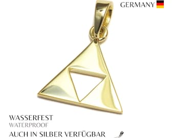 Geek Gaming Pendant 925 Sterling Silver Zelda Charm Triforce Jewelry Nerd Pendant Yellow Gold Plated unisex Gaming Jewelry