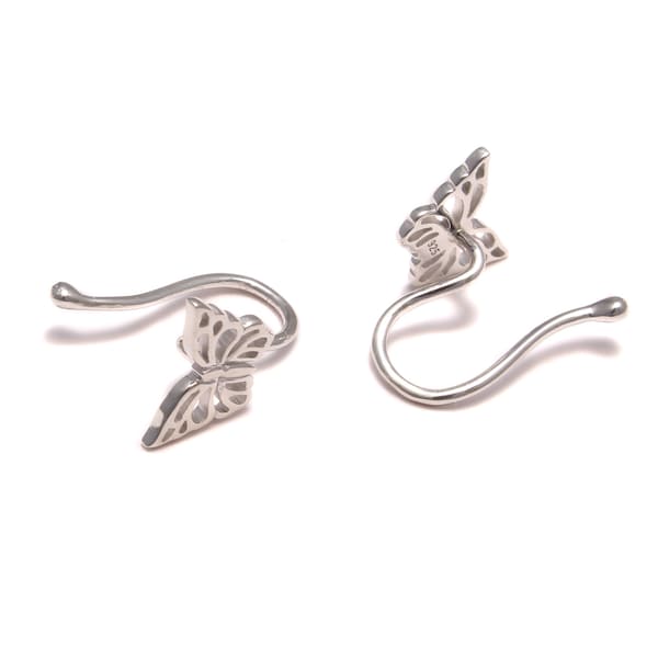 Schmetterling Kinder Ohrclips, Silber Ohrclips nickelfrei, 925 Sterling Silber, Kinderschmuck echt Silber, Mädchen Ohrclips Silber