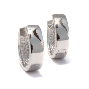 Unisex 16 mm hoop earrings silver, 925 sterling silver, real silver men&#39;s earrings, ladies earrings plain, men&#39;s genuine jewelry