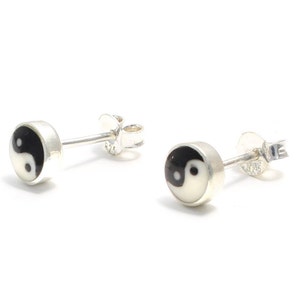 small Yin-Yang stud earrings, 925 sterling silver, men's earrings, men's jewelry, ladies earrings, esoteric yoga studs, cute nickel-free image 2