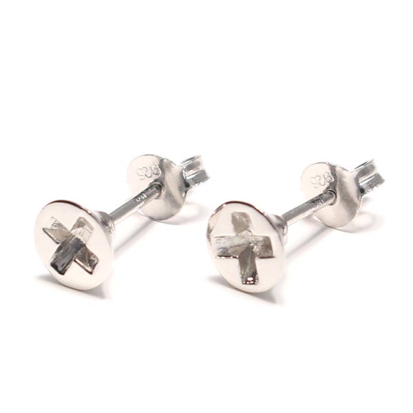Screw head stud earrings for women and men 925 sterling silver, screw ear studs, men's stud earrings, men's ear studs, men's jewelry