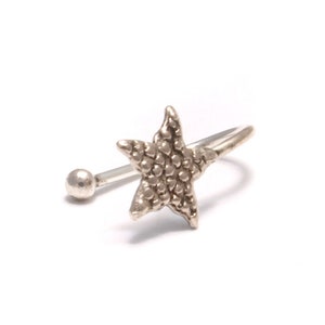 dotted starfish ear clip, 925 sterling silver, ear clip girls jewelry, alternative ear jewelry ladies, ear clip nickel-free real silver