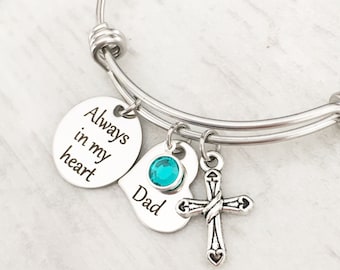 Loss of a Parent - Sympathy Jewelry Gift - Bereavement Gift - Loss of a Dad - Memorial Bracelet - Personalized - Always in my Heart Bracelet