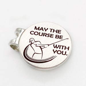 Engraved Golf Ball Marker, Golf Gifts for Men, Retirement Gift for Man, Includes Magnetic Hat Clip, &quot;May the course be with you&quot;