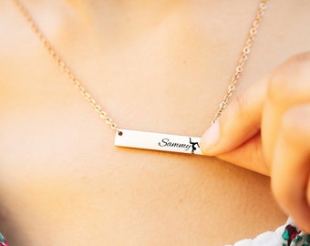 Personalized Gymnastics Bar Necklace: Engraved Gymnast Gift