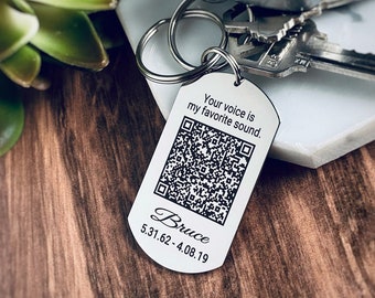 Memorial QR Code Keychain: Personalized Voice Recording, Laser Engraved