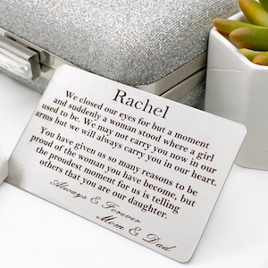 Tarjeta de billetera grabada en plata, regalos personalizados para hija, regalo de graduación para ella