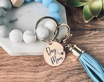 Dog Mom Keychain Wristlet, Gift for Dog Lover, Multiple Colors Available